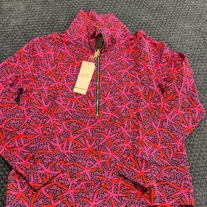 Lilly Pulitzer Pink and Red Patterned Half-Zip